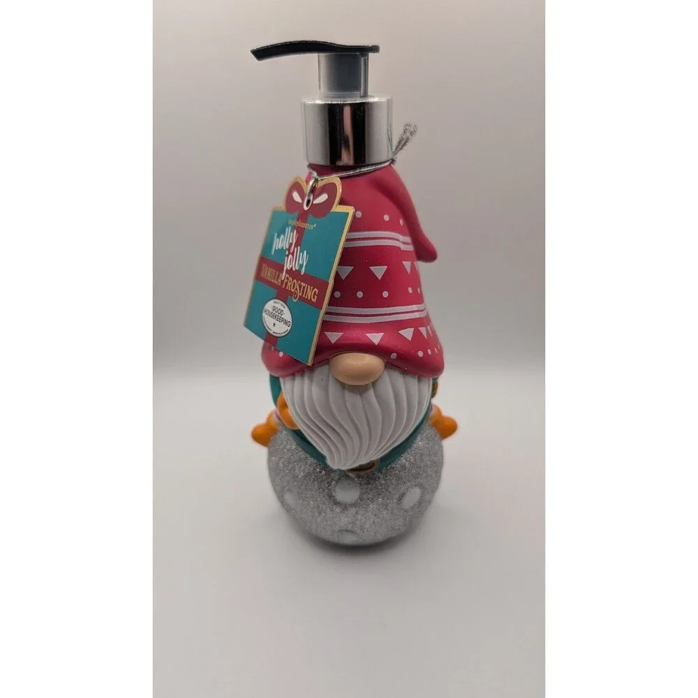 Holly Jolly Vanilla Frosting Gnome Refillable Hand Soap Dispenser Christmas